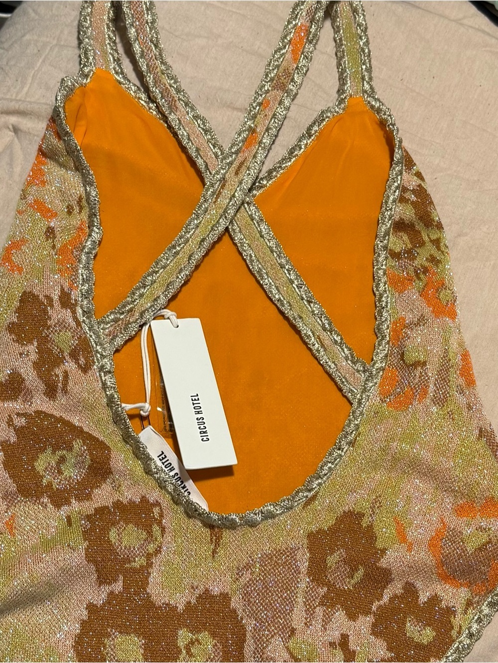 NWT Circus Hotel Shimmery Orange Knit one piece swimsuit size 44 - Picture 8 of 11